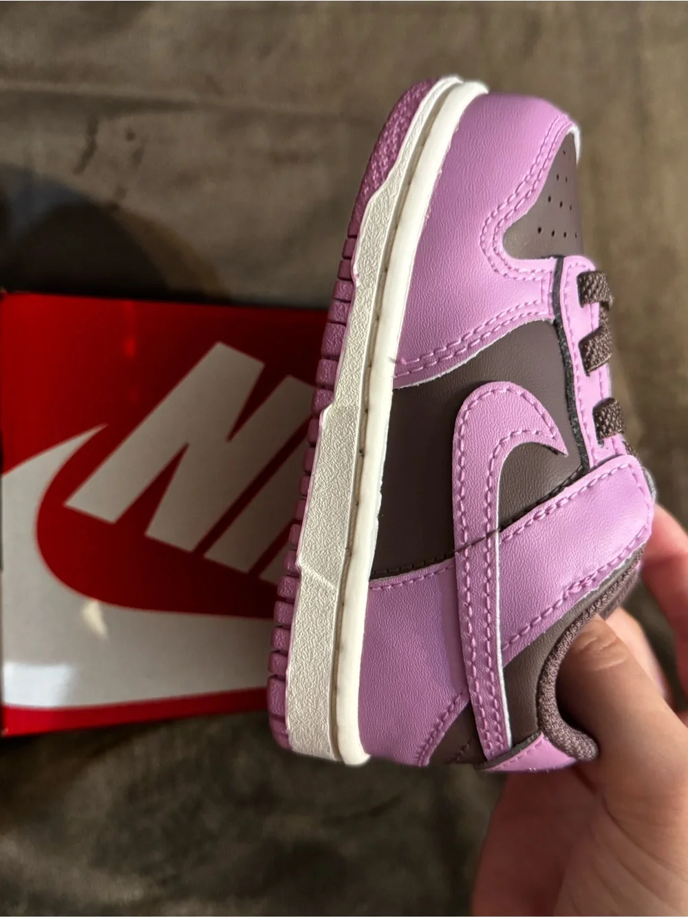Nike Kids' Pink and Brown Velcro Low-Top Sneakers